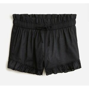 J.Crew Black Cotton Voile Ruffle Beach Shorts XS Elastic Drawstring Summer
